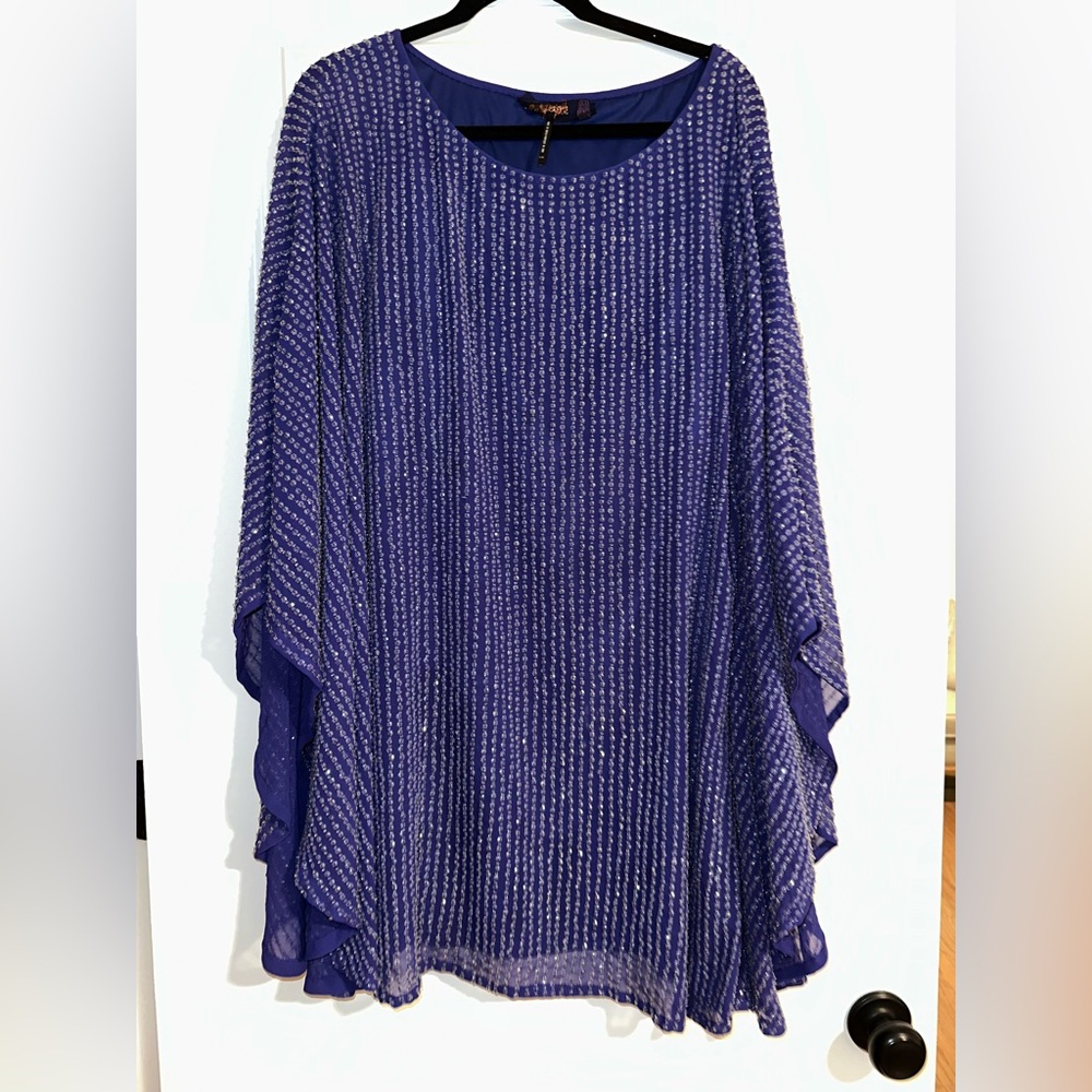 Free People Blue/ Purple sequin cape dress